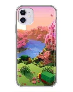 Чехол для iPhone 11 с картинкой «Розовое дерево Minecraft»