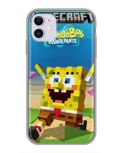 Чохол для iPhone 11 з картинкою «Губка Боб Minecraft»