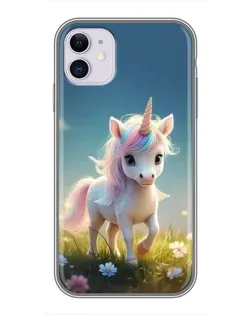 Чехол для iPhone 11 с картинкой «Единорог на поляне»