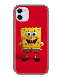Чехол для iPhone 11 с картинкой «Спанч Боб на красном»