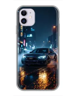 Чехол для iPhone 11 с картинкой «Ночной город и Audi»