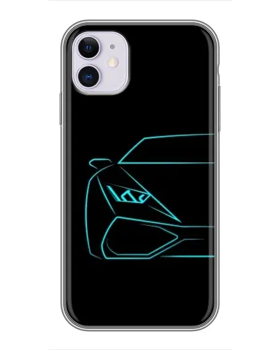 Чехол для iPhone 11 с картинкой «Голубой силуэт Lamborghini»