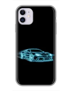 Чехол для iPhone 11 с картинкой «Неоновый контур Lamborghini»