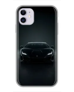 Чехол для iPhone 11 с картинкой «Черный Lamborghini Aventador»