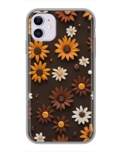 Чехол для iPhone 11 с картинкой «Узор из маленьких подсолнухов»