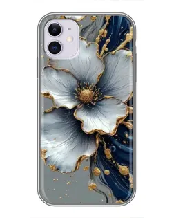 Чехол для iPhone 11 с картинкой «Белый цветок и золотой флюид»