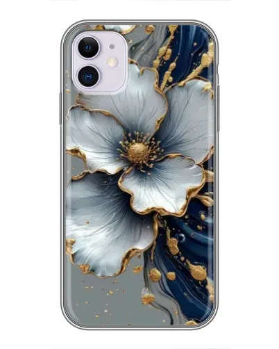 Чехол для iPhone 11 с картинкой «Белый цветок и золотой флюид» Чехол для iPhone 11 с картинкой «Белый цветок и золотой флюид»