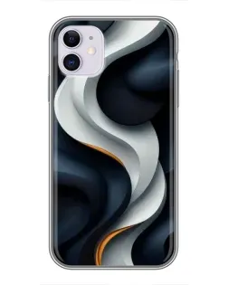 Чехол для iPhone 11 с картинкой «Объемные черно-белые ленты»