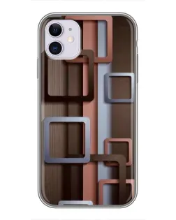 Чехол для iPhone 11 с картинкой «Коричневые объемные квадраты»
