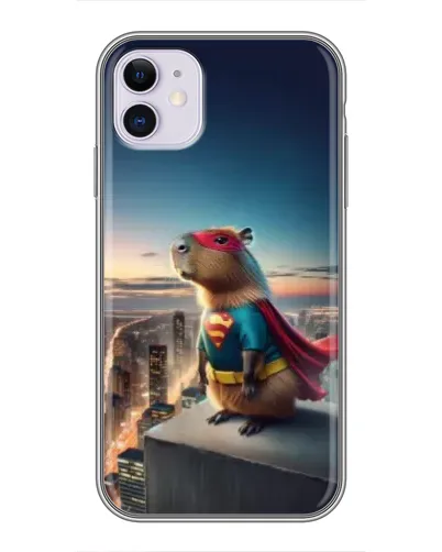 Чехол для iPhone 11 с картинкой «Капи-мен супергерой» Чехол для iPhone 11 с картинкой «Капи-мен супергерой»
