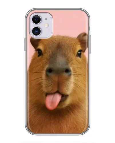 Чехол для iPhone 11 с картинкой «Капибара с языком» Чехол для iPhone 11 с картинкой «Капибара с языком»