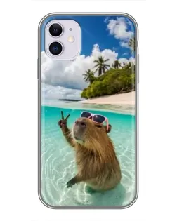 Чехол для iPhone 11 с картинкой «Капибара на море»
