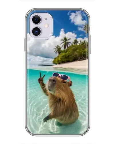 Чехол для iPhone 11 с картинкой «Капибара на море» Чехол для iPhone 11 с картинкой «Капибара на море»