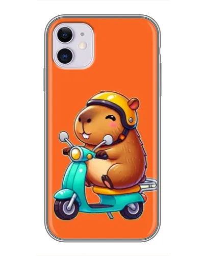 Чехол для iPhone 11 с картинкой «Капибара на скутере» Чехол для iPhone 11 с картинкой «Капибара на скутере»