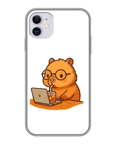 Чехол для iPhone 11 с картинкой «Капибара с ноутбуком» Чехол для iPhone 11 с картинкой «Капибара с ноутбуком»