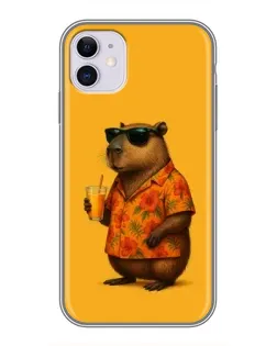 Чехол для iPhone 11 с картинкой «Капибара на отдыхе»