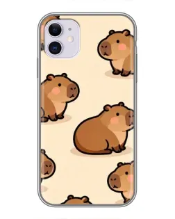 Чехол для iPhone 11 с картинкой «Паттерн милых капибар»