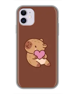 Чехол для iPhone 11 с картинкой «Капибара с сердцем»