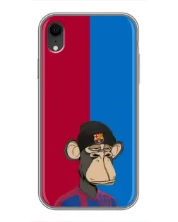 Чехол для iPhone Xr с картинкой «Bored Ape — фанат Барсы»