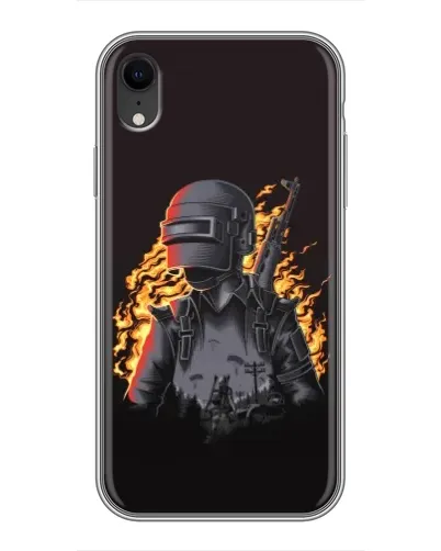 Чехол для iPhone Xr с картинкой «PUBG — огненный силуэт»