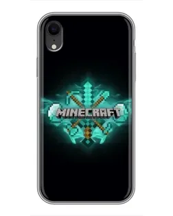 Чехол для iPhone Xr с картинкой «Minecraft Diamond лого»