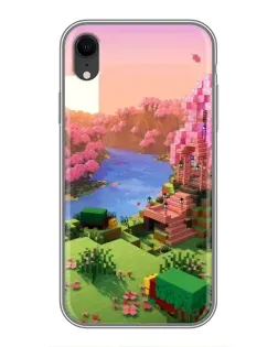 Чехол для iPhone Xr с картинкой «Розовое дерево Minecraft»