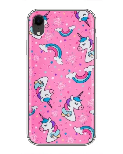 Чехол для iPhone Xr с картинкой «Unicorn паттерн розовый»