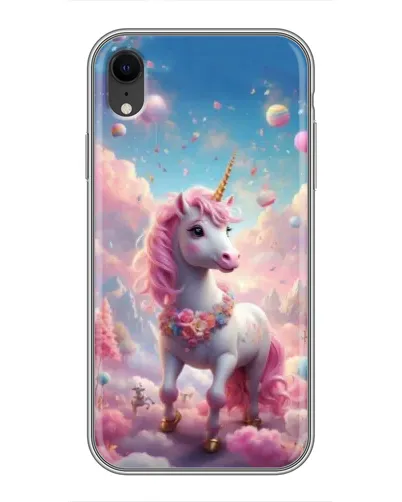 Чехол для iPhone Xr с картинкой «Единорог среди облаков»