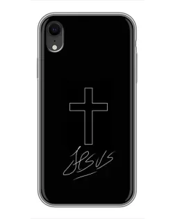 Чехол для iPhone Xr с картинкой «Графический крест Jesus»