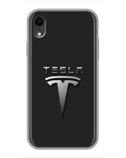 Чехол для iPhone Xr с картинкой «Стальной логотип Tesla»