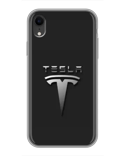 Чохол для iPhone Xr з картинкою «Сталевий логотип Tesla»