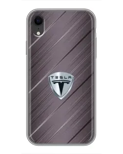 Чехол для iPhone Xr с картинкой «Металлическая текстура Tesla»