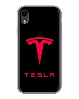 Чехол для iPhone Xr с картинкой «Tesla Red Logo»