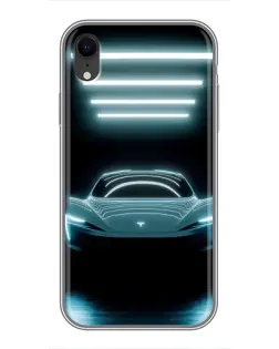 Чехол для iPhone Xr с картинкой «Tesla в неоне»