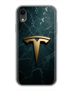 Чехол для iPhone Xr с картинкой «Мраморная Tesla Gold»