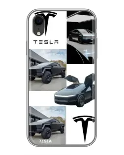 Чехол для iPhone Xr с картинкой «Коллаж Cybertruck Tesla»