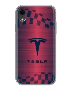 Чехол для iPhone Xr с картинкой «Тесла красный карбон»