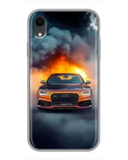 Чохол для iPhone Xr з картинкою «Audi у вогняному диму»