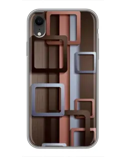 Чохол для iPhone Xr з картинкою «Коричневі об'ємні квадрати»