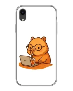 Чехол для iPhone Xr с картинкой «Капибара с ноутбуком» Чехол для iPhone Xr с картинкой «Капибара с ноутбуком»