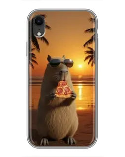 Чехол для iPhone Xr с картинкой «Капибара с пиццей» Чехол для iPhone Xr с картинкой «Капибара с пиццей»