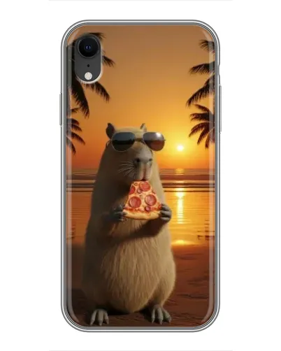 Чехол для iPhone Xr с картинкой «Капибара с пиццей» Чехол для iPhone Xr с картинкой «Капибара с пиццей»