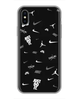 Чехол для iPhone Xs Max с картинкой «Nike Black Pattern»