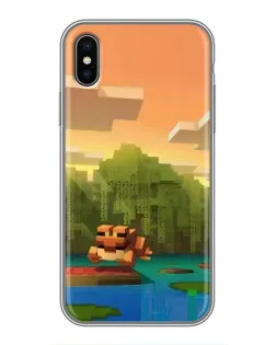 Чохол для iPhone Xs Max з картинкою «Майнкрафт захід сонця»