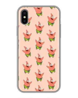 Чехол для iPhone Xs Max с картинкой «Патрик Стар паттерн»