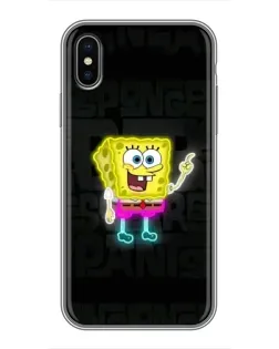 Чехол для iPhone Xs Max с картинкой «Неоновый Губка Боб»