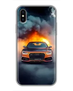 Чохол для iPhone Xs Max з картинкою «Audi у вогняному диму»