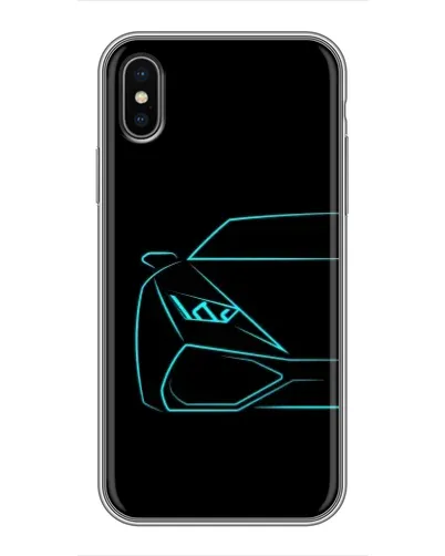 Чохол для iPhone Xs Max з картинкою «Блакитний силует Lamborghini»