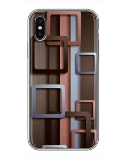Чохол для iPhone Xs Max з картинкою «Коричневі об'ємні квадрати»