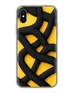 Чехол для iPhone Xs Max с картинкой «Черное желтое переплетение»